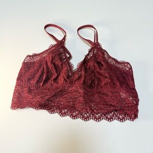 Soma Embraceable Enchanting Lace Bralette - Cabernet Red - Size M